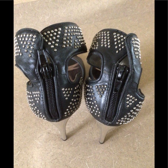 Carlos Black with Silver Studded Open Toed Heels - Picture 3 of 9